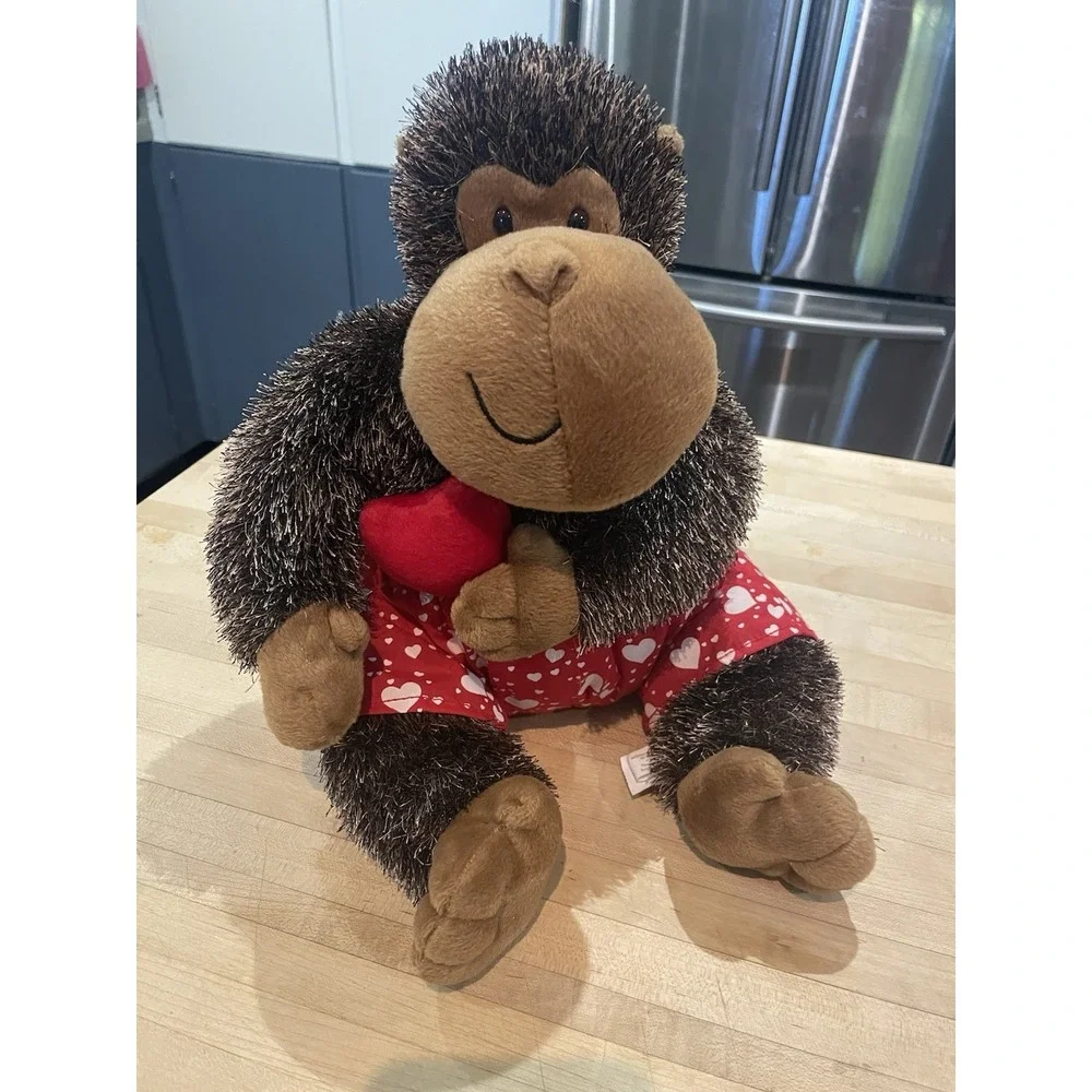 Hallmark Valentines Gorilla Monkey Plush Boom Boom w/ Heartbeat Lights & Sounds